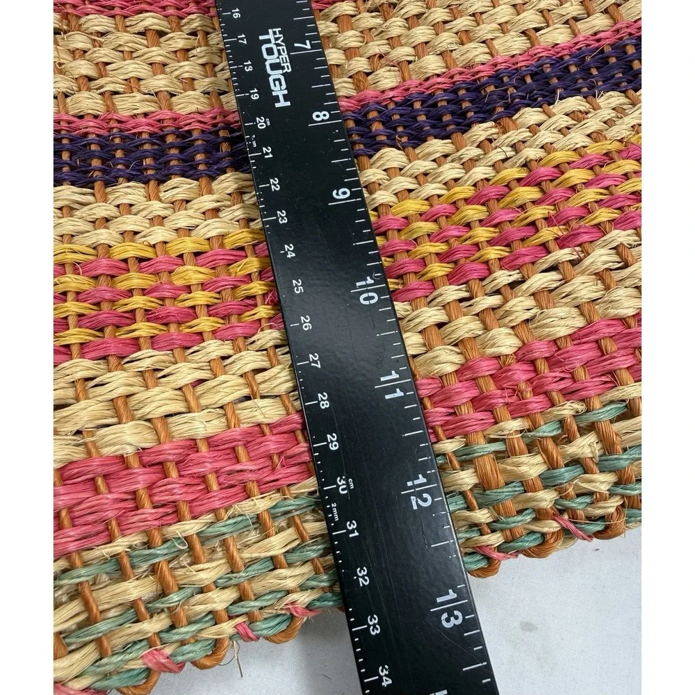 Handwoven Natural Fiber Tote Bag Multicolor Boho Market Shopper X Large EUC‎